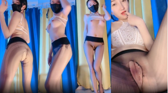 长腿黑丝模特身材的扭动，吸烟自慰，特写无毛鲍鱼，双腿夹住超美鲍鱼